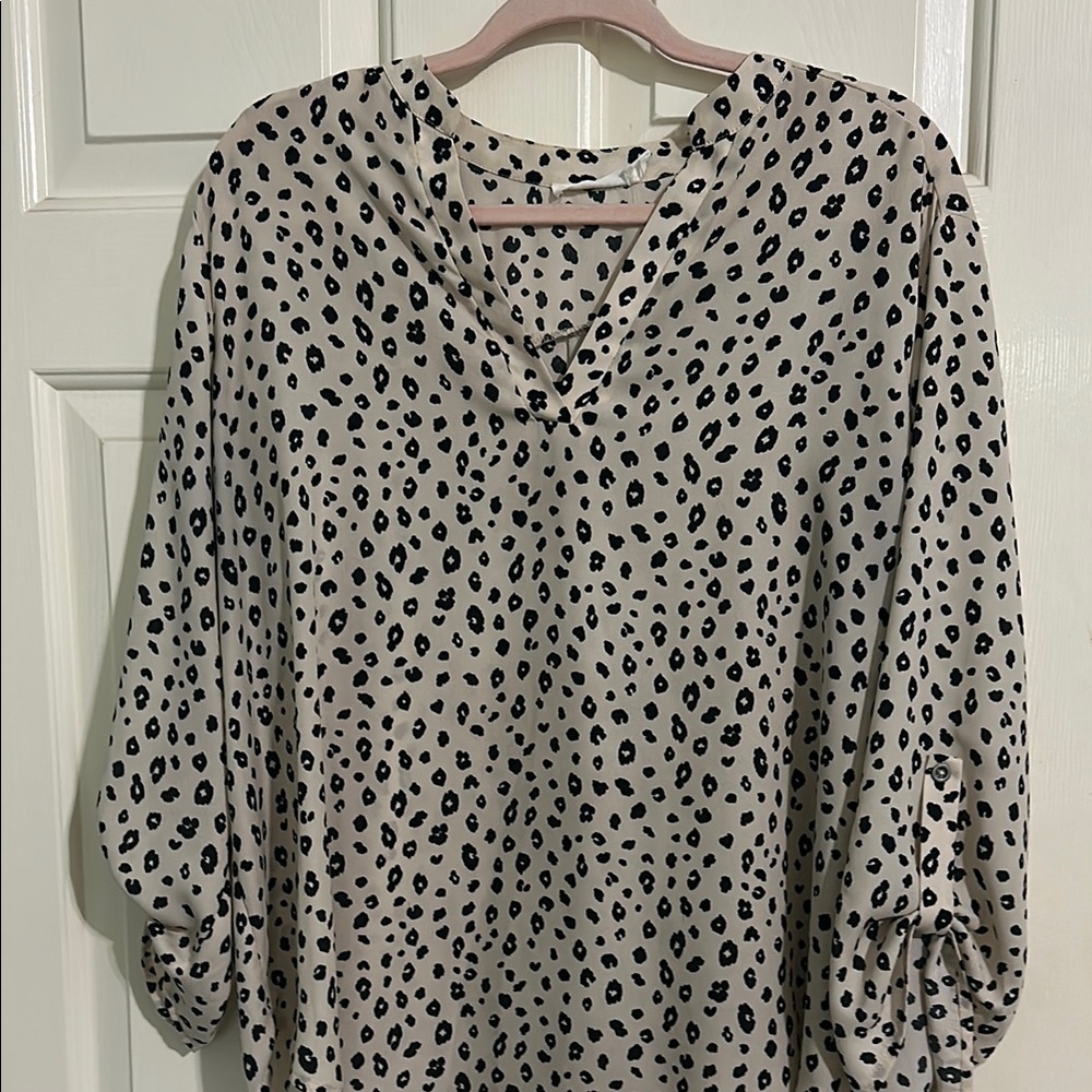 Lush Black and Cream Leopard Print Blouse